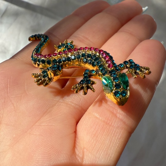 Multicolour Colorful Lizard Brooch - Picture 1 of 5